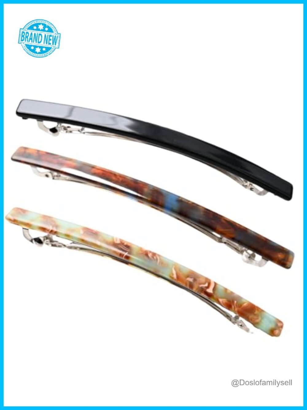 Acetate French Barrette Hair Clips for Women Side Bang Clips Pack of 3
